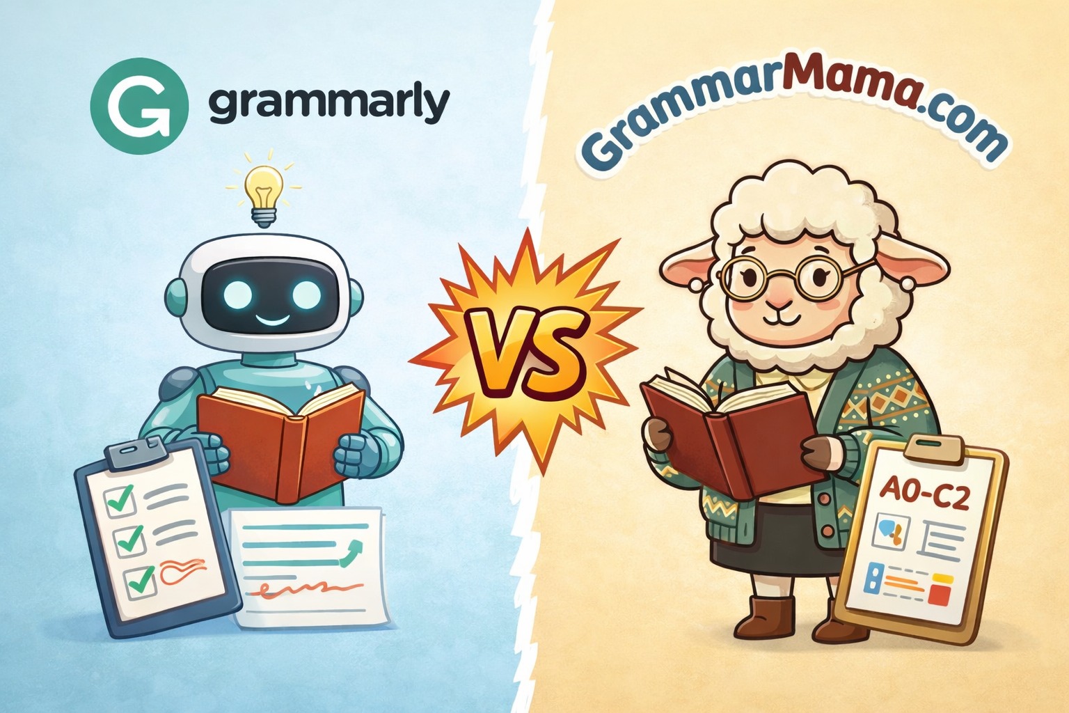 Grammarly vs GrammarMama — 工具对比